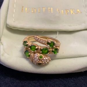 🎀14k Judith Ripka diamond & chrome diopside ring